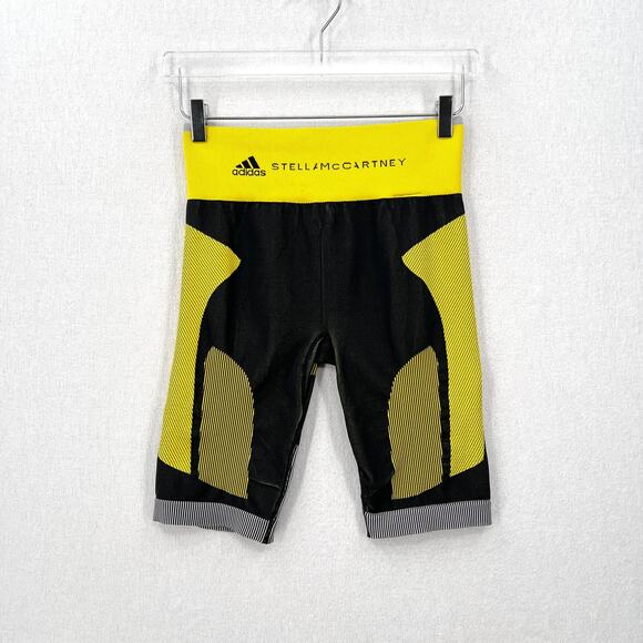 ADIDAS BY STELLA MCCARTNEY Cycling Shorts Large Yellow Logo Waist Seamless Bike - Picture 4 of 15